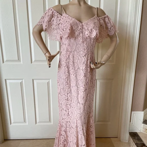 Lauren Ralph Lauren | Dresses | Nwt Lauren Ralph Lauren Rose Pink Lace Long  Gown | Poshmark